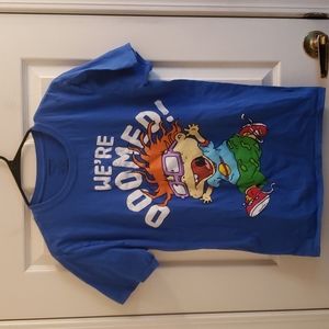 Nickelodeon Rugrats Chuckie Finster We're Doomed Blue T-Shirt Size Medium